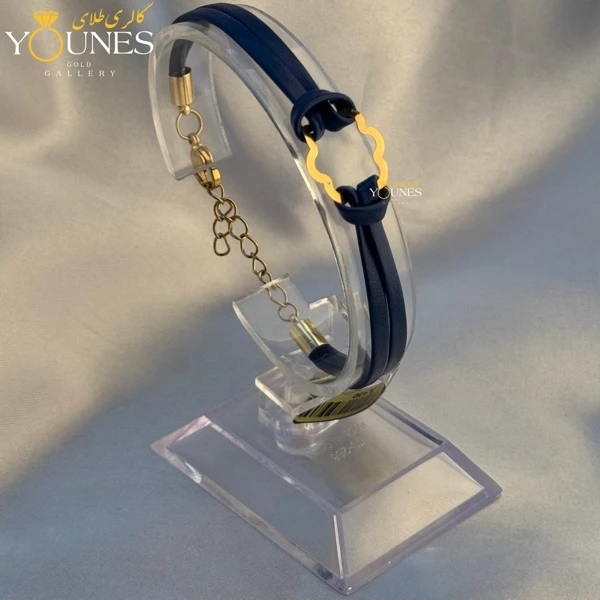 دستبند طلا چرم دولاین گل